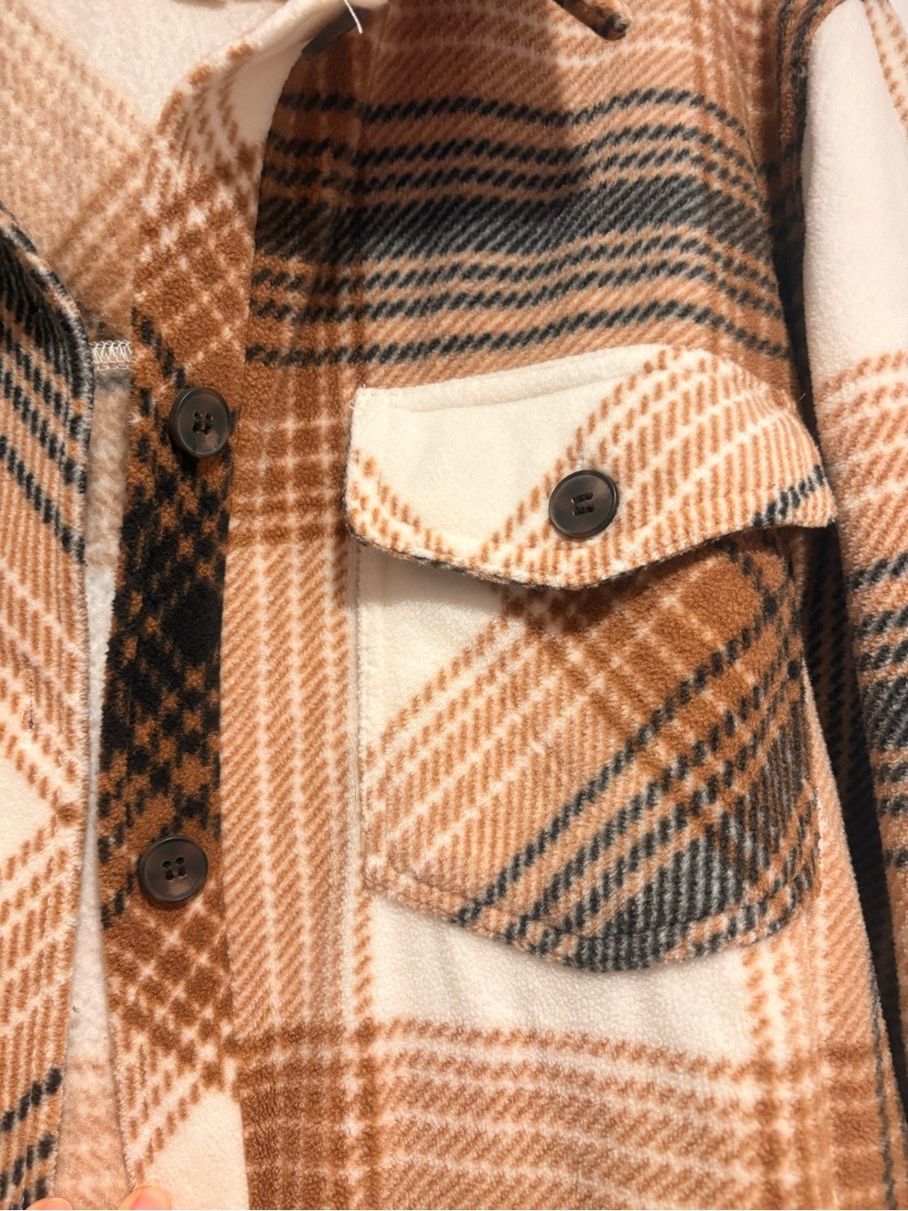 Thread & Supply Plaid Shacket Jacket in Cream, Brown & Black - Picture 3 of 3